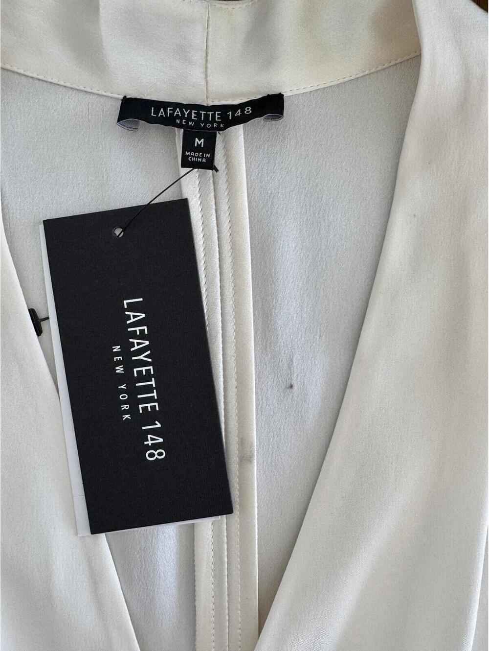 Lafayette 148 100% Silk White Sleeveless Zip-Front Vest Top Size M - Picture 8 of 10